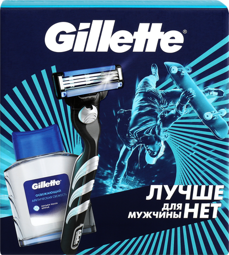 Набор подарочный GILLETTE Mach3 Бритва с 1 сменной кассетой+Лосьон после  бритья GILLETTE Arctic Ice, 50мл, фотография