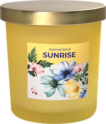 Свеча ароматическая HOMECLUB Sunrise, в банке, подарочная упаковка, парафин, Арт. EVG-5, крупный план