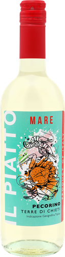 Вино IL PIATTO Pecorino Terre Д'Абруццо сортовое ординарное белое полусухое, 0.75л, вид