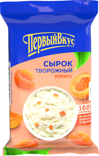 Сырок творожный ПЕРВЫЙ ВКУС с сахаром и курагой 4,5%, без змж, 90г, детальное фото