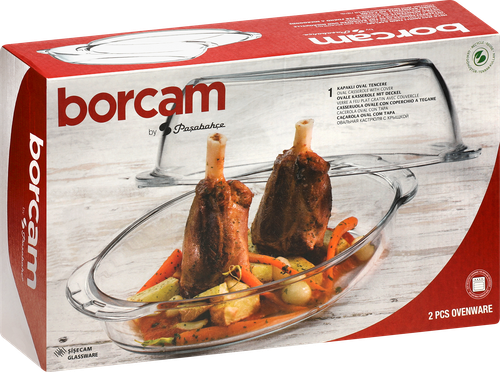 Утятница BORCAM овальная с крышкой, 35х20х10,7см, стекло, Арт. 59052, детальное фото
