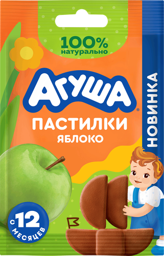 Пастилки фруктовые детские АГУША Конструктор, яблоко, с 12 месяцев, 12г, крупный план