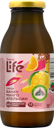Смузи ЛЕНТА LIFE Банан, манго, апельсин, 0.3л, картинка