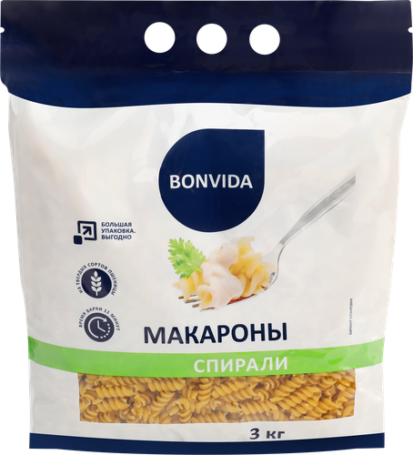 Макароны BONVIDA Спирали, 3кг, изображение