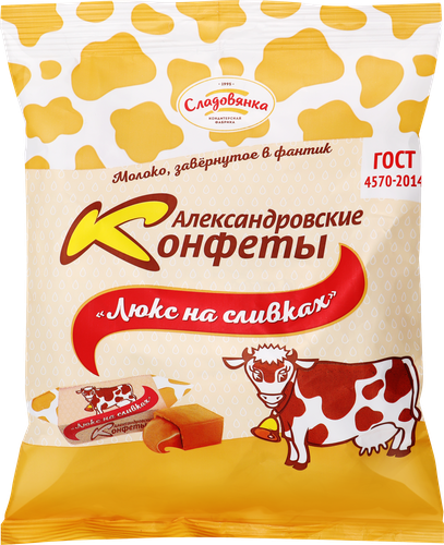Конфеты молочные АЛЕКСАНДРОВКИЕ Люкс, на сливках, 250г, детальное фото