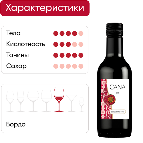 Вино CANA Центральная Долина красное сухое, 0.187л, фото