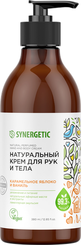 Крем для рук и тела SYNERGETIC Карамельное яблоко и ваниль, 380мл, фото