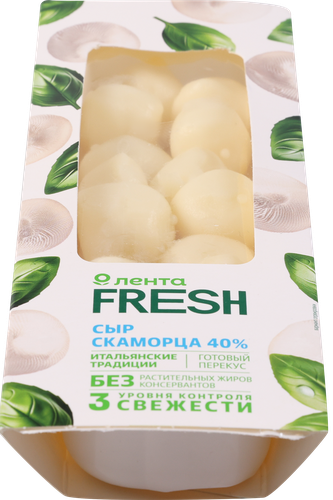 Сыр Скаморца 40%, без змж, ЛЕНТА FRESH, 100г, вид
