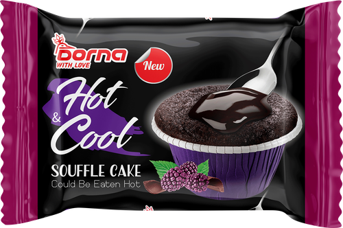 Кекс DORNA Брауни Hot & Cool с шоколадной начинкой и малиной, 70г, фото