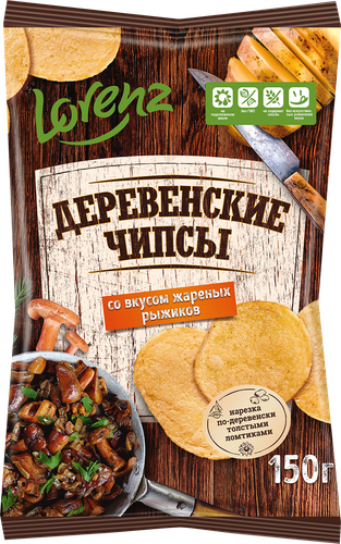 Чипсы картофельные LORENZ Деревенские, со вкусом жареных рыжиков, 150г, картинка