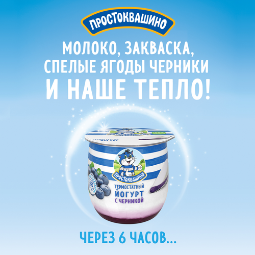Йогурт термостатный ПРОСТОКВАШИНО с черникой 3,4%, без змж, 160г, фото