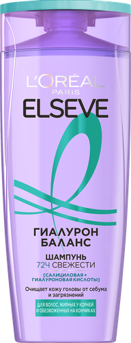 Шампунь для волос жирных у корней и обезвоженных на кончиках ELSEVE Гиалурон Баланс, 400мл, детальное фото