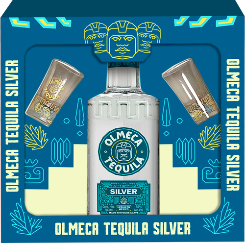 Напиток спиртной OLMECA Текила Silver 35%, с 2-мя стопками, п/у, 0.7л, крупный план