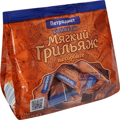 Конфеты ПЕТРОДИЕТ Мягкий грильяж, на сорбите, 200г, картинка