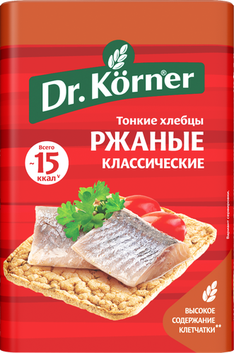 Хлебцы ржаные DR KORNER Классические, 100г, крупный план