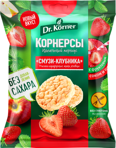 Хлебцы рисово-кукурузные DR KORNER Смузи-клубника, мини, 40г, вид