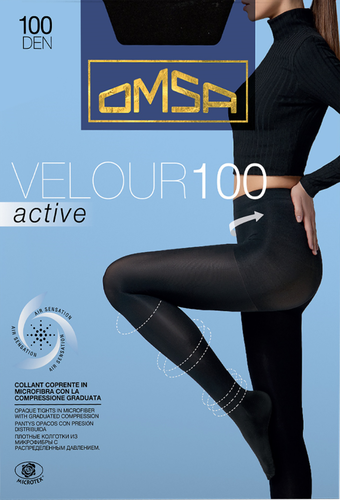Колготки женские OMSA Velour Active 100 den nero 2, вид