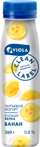 Йогурт питьевой VIOLA Clean Label с бананом 0,8%, без змж, 260г, фотография