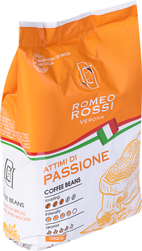 Кофе зерновой ROMEO ROSSI Attimi Di Passione натуральный жареный с кофеином, 250г, изображение