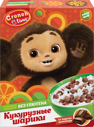 Готовый завтрак CRUNCH TIME Чебурашка, шарики со вкусом шоколада, 170г, фотография