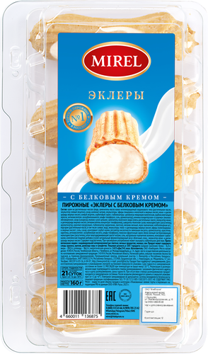 Пирожные MIREL Эклеры с белковым кремом, 160г, картинка