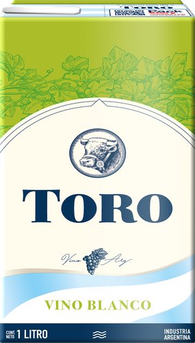 Вино TORO Blanco ординарное белое сухое, 1л, крупный план