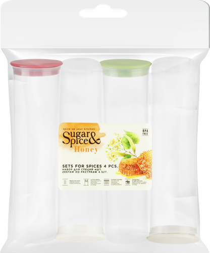 Набор емкостей для специй SUGAR&SPICE Honey, Арт. SE1123МИКС-Л, 4шт, крупный план