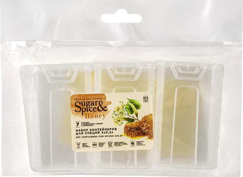 Набор контейнеров для специй SUGAR&SPICE Honey, прозрачные, 0.2л, Арт. SE1127ПР-Л, 3шт, картинка