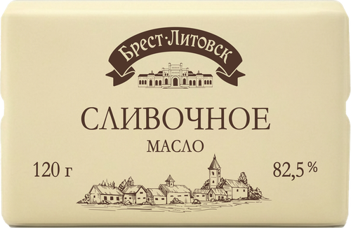Масло сладкосливочное БРЕСТ-ЛИТОВСК Сливочное несоленое 82,5%, без змж, 120г, фотография