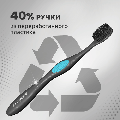 Зубная щетка COLGATE 360 Уголь, средней жесткости, 2шт, крупный план