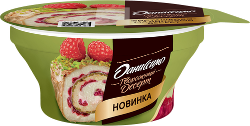 Творожок ДАНИССИМО Десерт двухслойный Фисташка, малина 3,9%, без змж, 110г, изображение