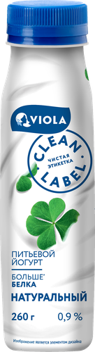 Йогурт питьевой VIOLA Clean Label без наполнителя 0,8%, без змж, 260г, вид