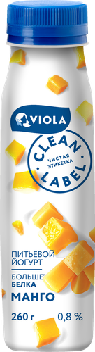 Йогурт питьевой VIOLA Clean Label с манго 0,8%, без змж, 260г, фотография