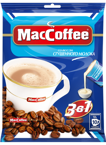 Напиток кофейный растворимый MACCOFFEE 3в1 со вкусом сгущенного молока, 10пак, детальное фото