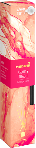 Аромадиффузор MEDORI Beauty Trash, с микрофибровыми палочками, с пробником, 50мл, детальное фото