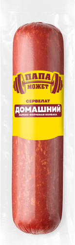 Колбаса варено-копченая ПАПА МОЖЕТ Сервелат Домашний, 840г, крупный план