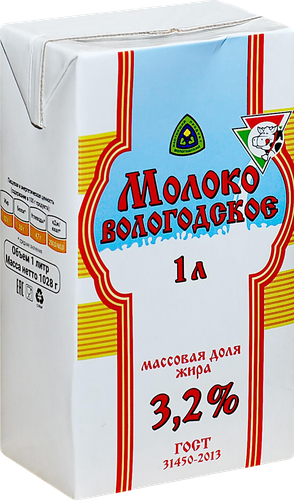 Молоко ультрапастеризованное ИЗ ВОЛОГДЫ 3,2%, без змж, 1000мл, детальное фото