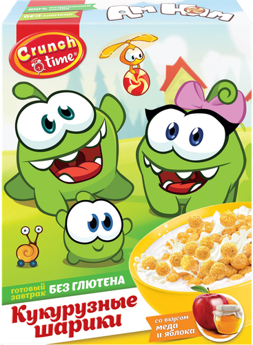 Готовый завтрак CRUNCH TIME Ам Ням, шарики со вкусом меда и яблока, 170г, изображение