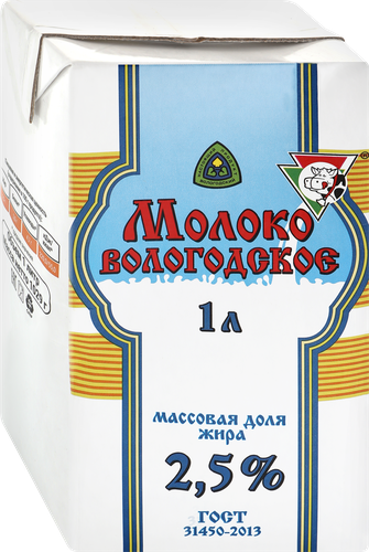 Молоко ультрапастеризованное ИЗ ВОЛОГДЫ 2,5%, без змж, 1000мл, картинка