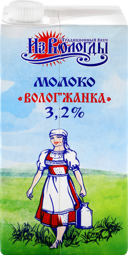 Молоко ультрапастеризованное ВОЛОГЖАНКА 3,2%, без змж, 1000мл, вид