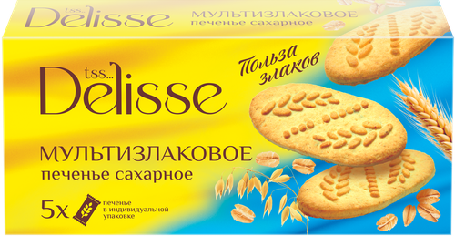 Печенье сахарное DELISSE мультизлаковое, 225г, картинка