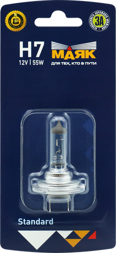 Лампа галогенная автомобильная МАЯК головной свет Н 7 12V 55W PX26d, фотография