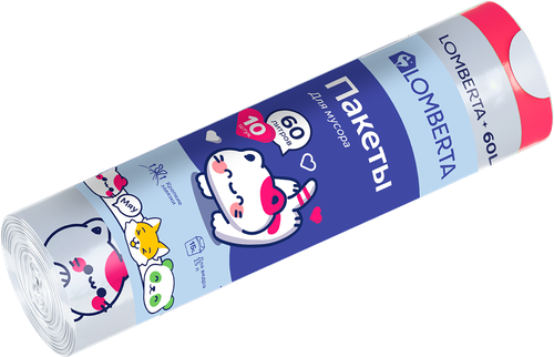 Пакет для мусора LOMBERTA Anime 55x64см, с затяжкой, 60л, Арт. 723233, 10шт, картинка