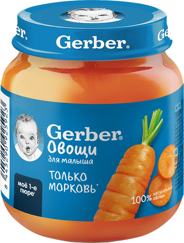 Пюре овощное GERBER Морковь, с 4 месяцев, 125г, изображение
