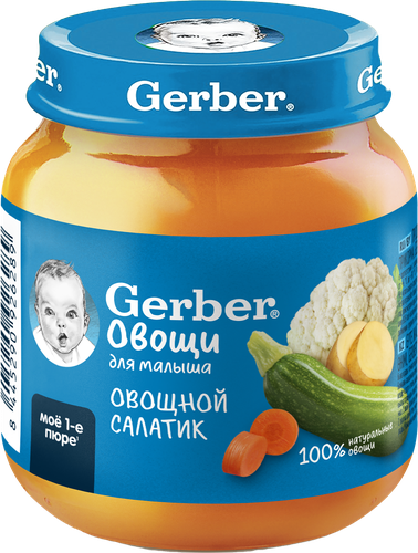 Пюре овощное GERBER Овощной салатик, с 5 месяцев, 125г, картинка