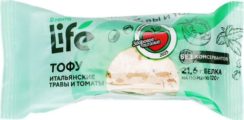 Тофу ЛЕНТА LIFE Томаты и итальянские травы, без змж, 120г, детальное фото