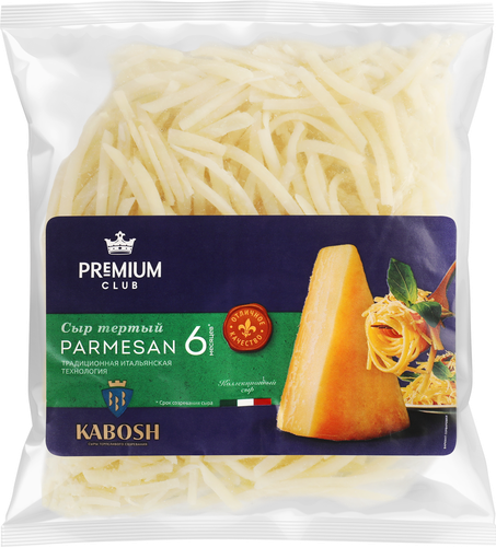 Сыр твердый PREMIUM CLUB Kabosh Пармезан 40%, тертый, без змж, 100г, вид