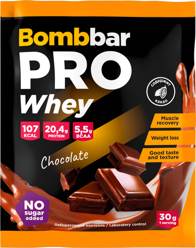 Концентрат для приготовления коктейля BOMBBAR Whey Protein Шоколадный, сухой, 30г, фотография