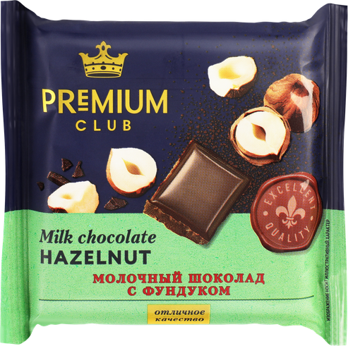 Шоколад молочный PREMIUM CLUB с фундуком, 50г, картинка