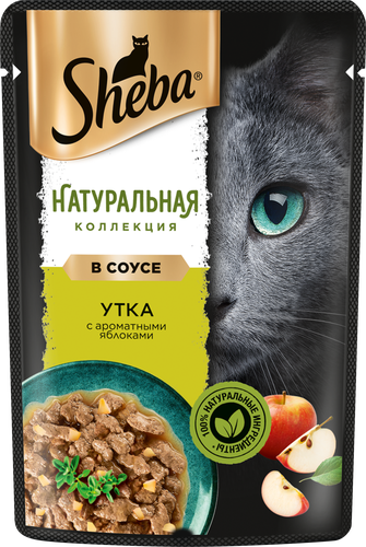 Корм влажный для взрослых кошек SHEBA Натуральная коллекция с уткой и добавлением яблок, 75г, детальное фото